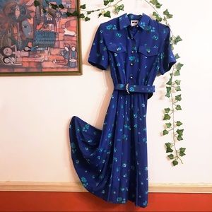 Lovely Vintage Blue Floral Dress